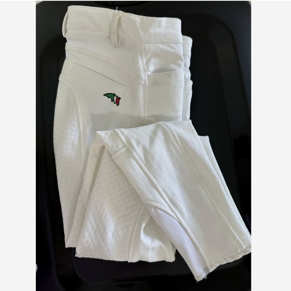 EQUILINE Girls NWT 10/11 White Full Seat Grip Breeches Youth Childs